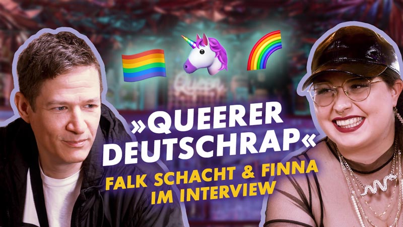 Montage von Falk Schacht und Rapperin Finna (im Video-Interview über den Podcast »Queerer Deutschrap«)